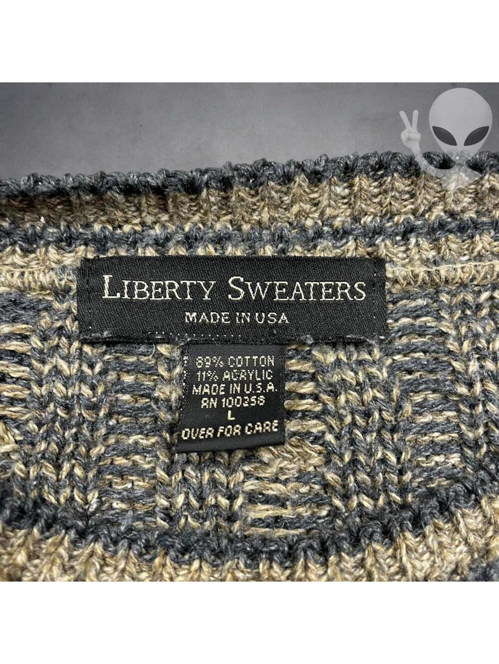 80s Vintage Cable knit Pullover Large Liberty Sweaters USA - Picture 3 of 5